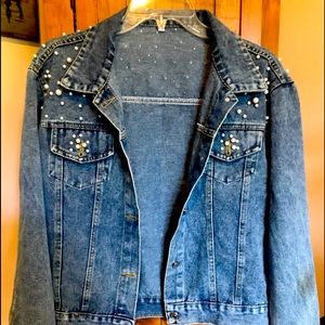 Denim jacket beaded xl